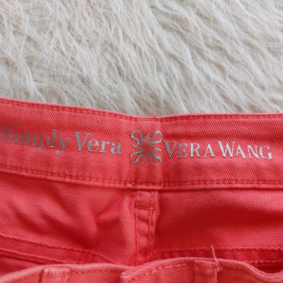 Simply Vera Vera Wang Women's Red Straight Leg Low Rise Denim Jeans Size: 2 - Picture 7 of 12